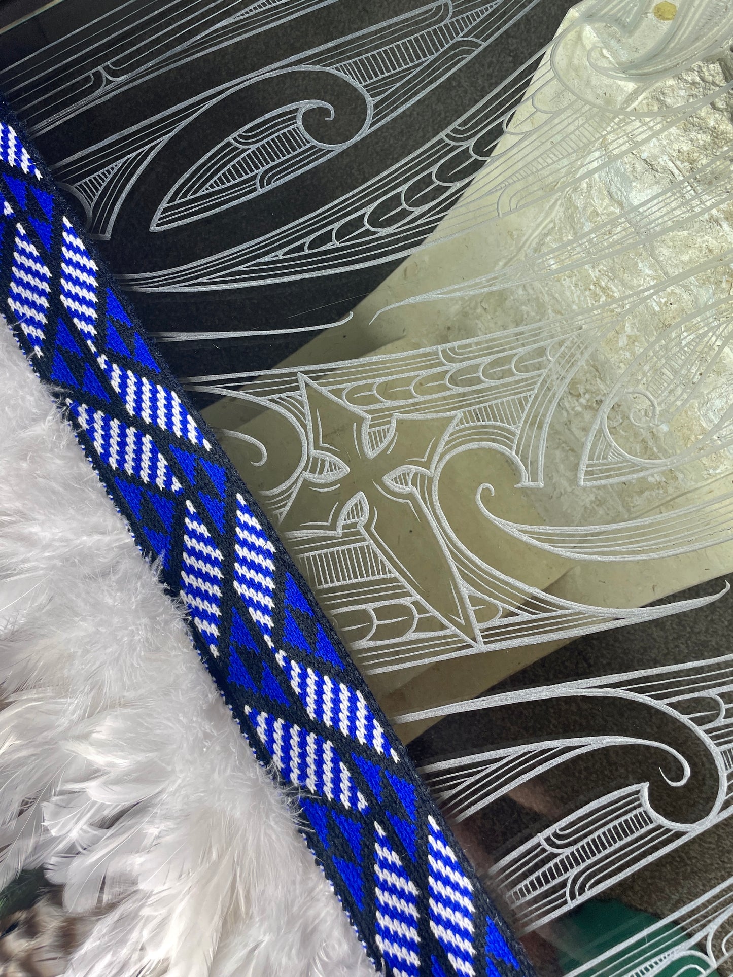 "Marino" Glass Carved Stone Coffee Table
